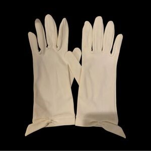 Vintage Ecru Gloves bowed cuffs Size Small